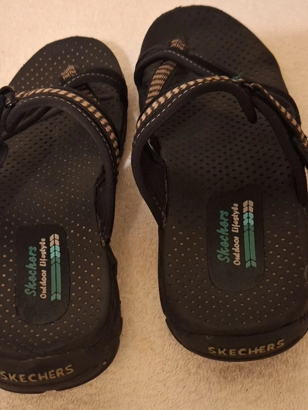 Skechers Men’s Black Brown Webbing Sport Sandals